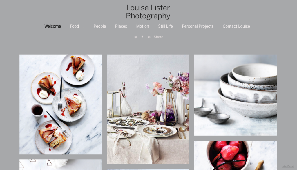 Louise Lister food photography portfolio website