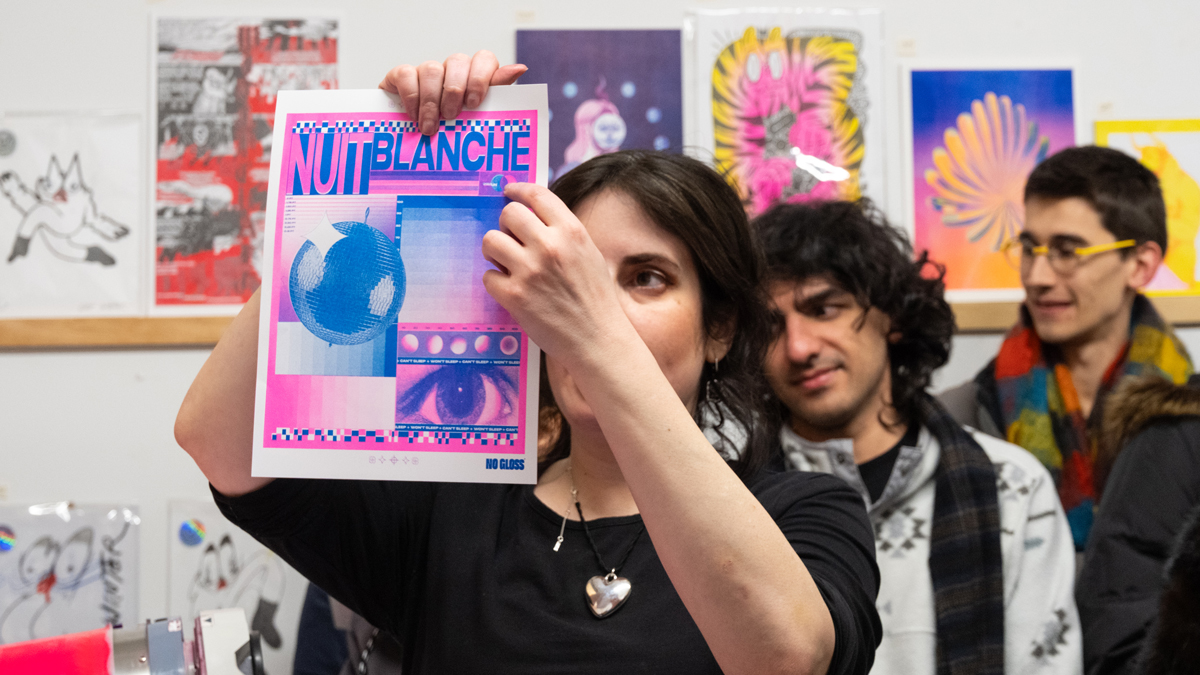 Nuit Blanche No Gloss risograph demo de Studio artist